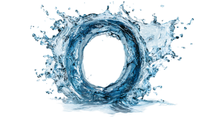 Water splash in the shape of an O isolated.