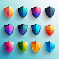 Gradient Shield Icon Pack in 3D Vector Style