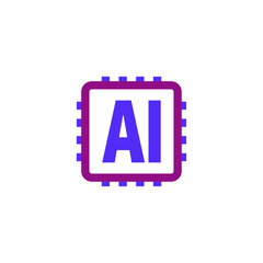 Artificial intelligence AI processor setting vector icon web site, logo, social media. vector	