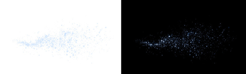 Blue sparkle trail with glowing particles and dreamy light flow. A perfect PNG overlay for winter scenes, abstract photo effects, or cosmic highlights.