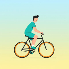 Fototapeta premium Man Riding Bicycle Flat Illustration