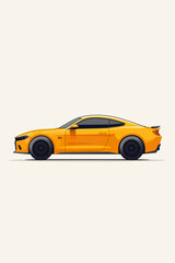 Side view of a bright yellow sports car, stylized illustration.
