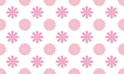 Soft Pink Japanese Cosmos and Chrysanthemum Seamless Pattern for Gift Wrapping, Packaging, and Traditional Present Design