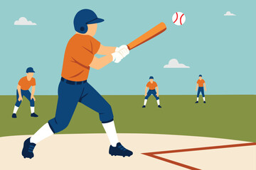 baseball player hitting ball