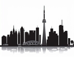 toronto canada skyline detailed silhouette