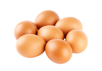 Brown eggs isolated on transparent background. PNG format