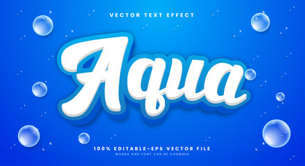 Aqua 3d editable text effect template Suitable for bubble theme
