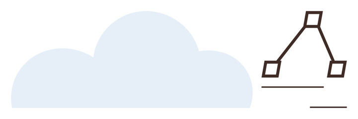 Blue cloud icon and stylized network structure with connected nodes. Ideal for technology, cloud computing, data management, information sharing, digital integration, networking, and innovation © robu_s