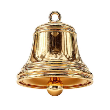 Shiny Gold Bell on White Background for Decorative Use