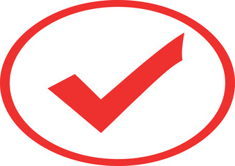 red check mark icon in circle for logo, web, apps, website, UI design