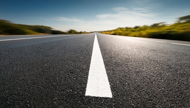 close up of asphalt road with white line - Powered by Adobe