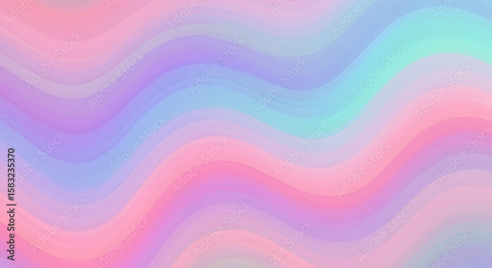 Poster abstract wavy background with soft pastel colors blending smoothly, creating a gentle and serene gra