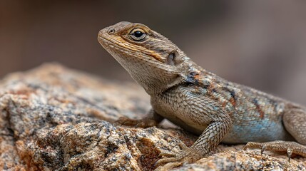 Obraz premium Close up of a western fence lizard basking on a rock wildlife photography animal reptile nature macro shot