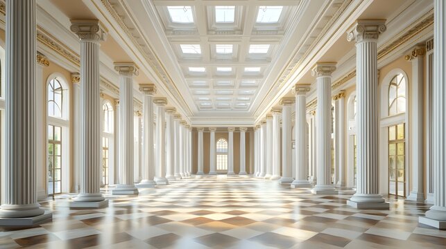 Architectural interior hall space