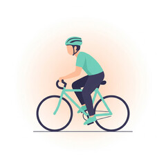 Fototapeta premium Flat Style Smiling Riding Bicycle 1 Illustration