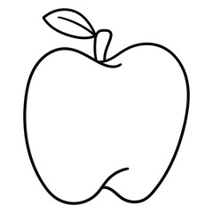 Hand drawn doodle apple with leaf on white background.