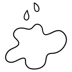 Hand drawn doodle puddle after rain on white background.