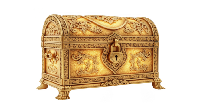 Ornate Golden Treasure Chest Locked