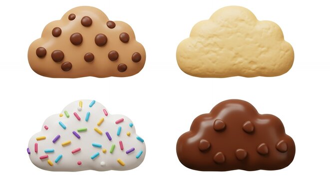 Colorful cloud shaped cookies