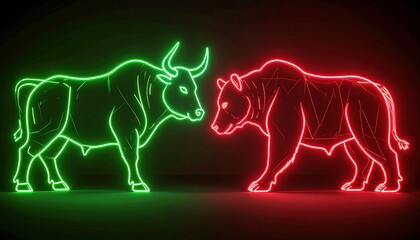 Neon Bull And Bear Symbols