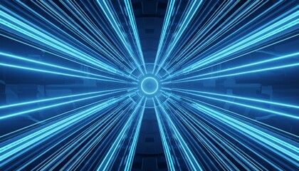 Fototapeta premium motion light blue abstract futuristic underground tunnel generative ai
