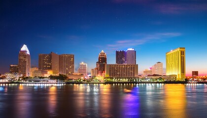Naklejka premium new orleans louisiana usa cbd skyline at night