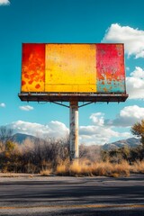 The bright colors of the sunny afternoon billboard