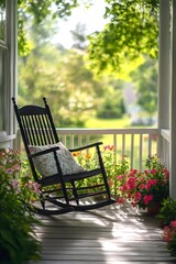 The porch rocking chair swayed gently in the sunlight