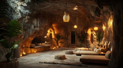 Comfortable interior of cave homestay hotels