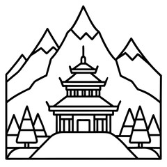 Temple Above the Clouds &ndash; Himalayan Vector