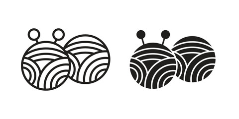 Wool ball icon in flat and liner trendy style for app ui designs