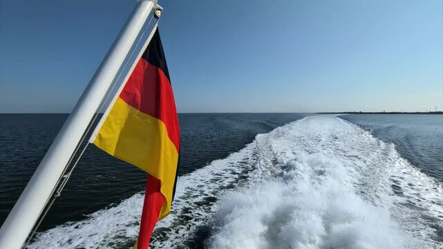 A boat trip from Nordstrand to Amrum on the North Sea in summer, Schleswig-Holstein Wadden Sea National Park - Germany