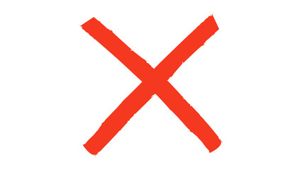 Red x mark symbol isolated on transparent background