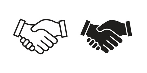 Shake hands icon in flat and liner trendy style for app ui designs