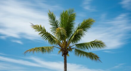Single Palm Tree Against a Vibrant Blue Sky