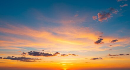 Vibrant Sunset Sky with Orange and Yellow Clouds