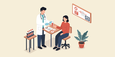 Doctor and patient consultation in a medical office scene