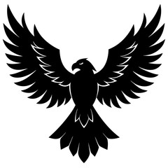 Fototapeta premium Majestic eagle soaring wings open black silhouette vector illustration