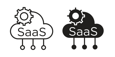 SaaS icon in flat and liner trendy style for app ui designs