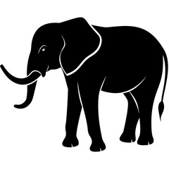 Obraz premium Standing african elephant animal wildlife mammal silhouette vector illustration