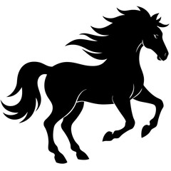 Running horse black shape animal equine mammal silhouette vector illustration
