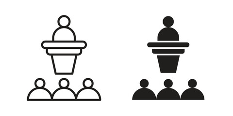 Lecture icon in flat and liner trendy style for app ui designs