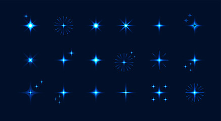 Collection of different  sparkles icons.Stock illustration.