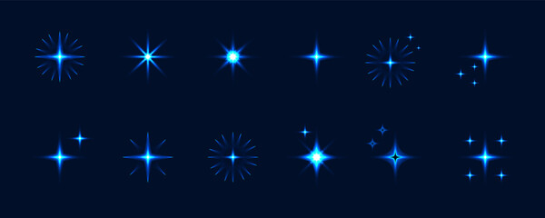 Collection of different  sparkles icons.Stock illustration.
