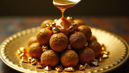 Molten Gold Liquid Pours on Sculptural Dessert.