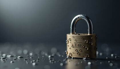 A Padlock with Water Drops.