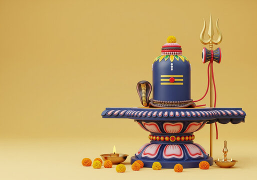 Lord shiva symbol with worship of Shiva Ling design background for festival template. 