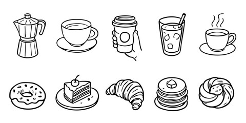 Fototapeta premium Breakfast icon. Pastry and coffee