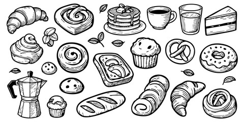 Bakery icon. Bakery illustrations set