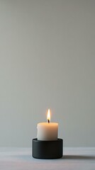 candle partially burned, pure white studio setting, visually balanced mockup, studiograde lighting